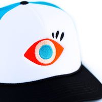 Bright Eye Blue Neon Embroidered Trucker Hat