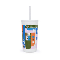 Abstract Forms Travel Cold Cup with Straw - 16oz