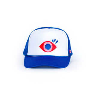 Bright Eye Royal Blue Embroidered Trucker Hat