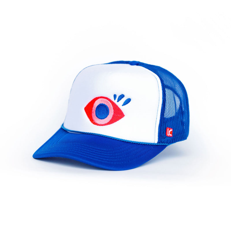 Bright Eye Royal Blue Embroidered Trucker Hat