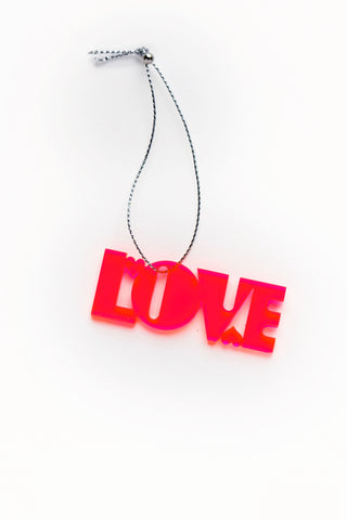 Neon Pink Acrylic LOVE Ornament