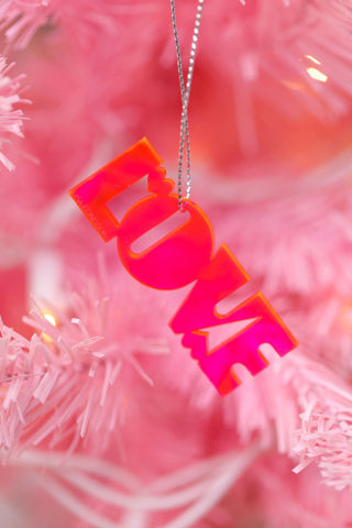 Neon Pink Acrylic LOVE Ornament