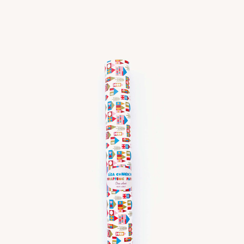 Snowy Village Wrapping Paper Sheet