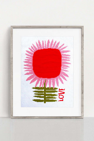 LOVE Flower Cross Stitch Kit