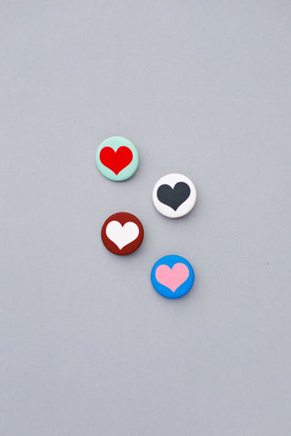 Colorful Heart Pinback Button by Lisa Congdon