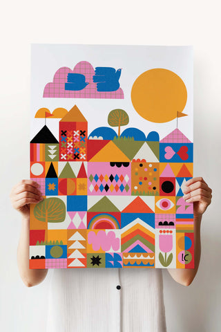 Happy Town - 18"x24" poster