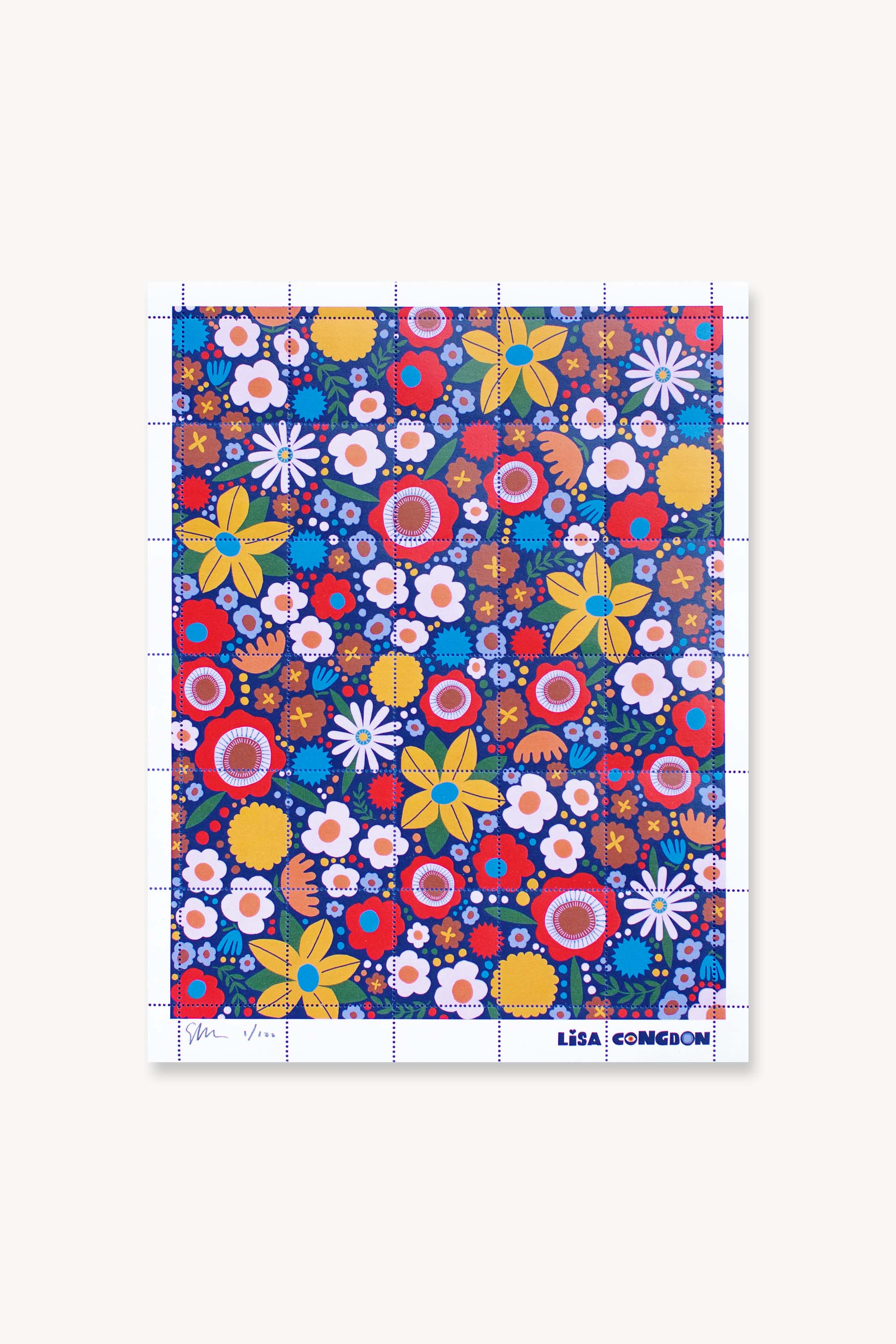 Poster Stamp series 8 - Flower Field on Navy