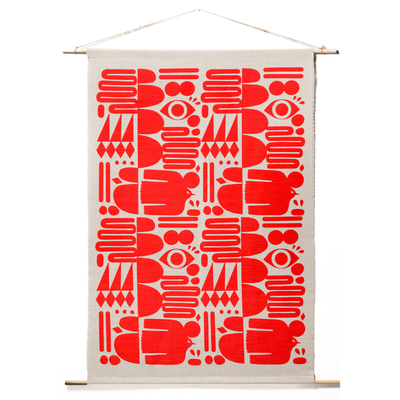 The Red of Osaka - screenprinted linen tapestry