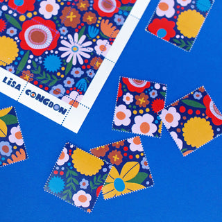 Poster Stamp series 8 - Flower Field on Navy