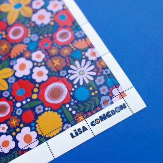 Poster Stamp series 8 - Flower Field on Navy