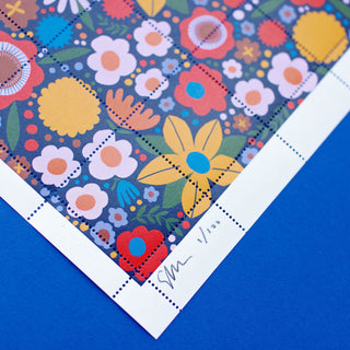 Poster Stamp series 8 - Flower Field on Navy