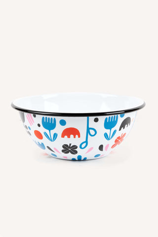 Enamelware Small Serving Bowl in Fika Pattern