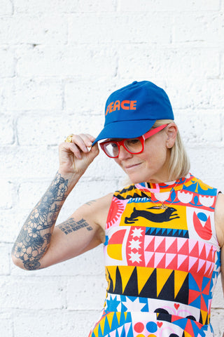 Peace Blue Cotton Hat