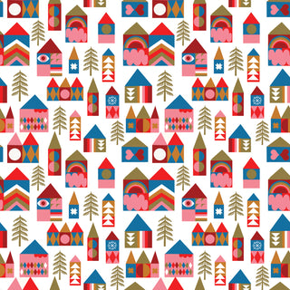 Snowy Village Wrapping Paper Sheet