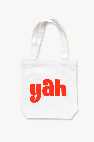 Yah Nah Canvas Two-sided Tote in White