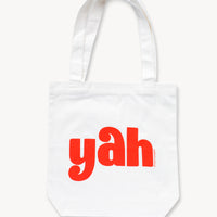 Yah Nah Canvas Two-sided Tote in White