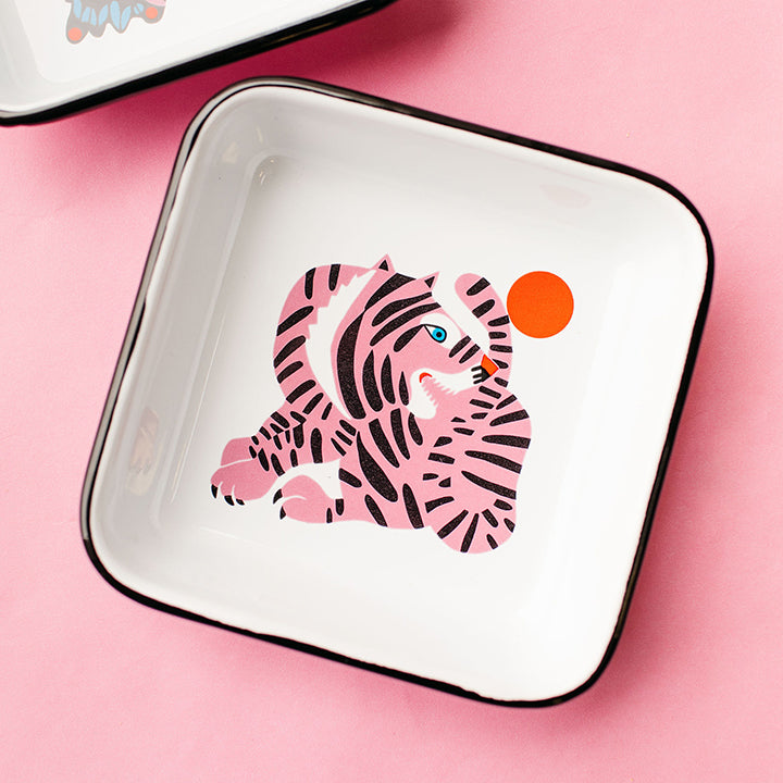 Enamelware Mini Tray - Pink Tiger